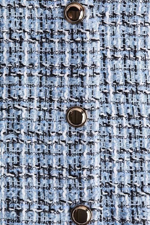 Bouclé waistcoat - light blue checked 