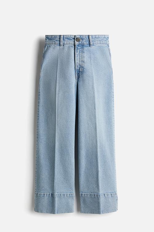 Wide high cropped jeans - light denim blue