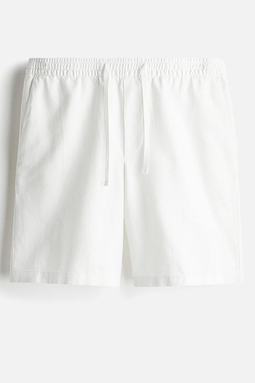 Relaxed fit linen-blend shorts - white