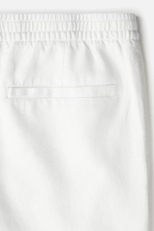 Relaxed fit linen-blend shorts - white