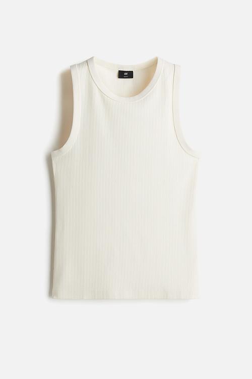 Slim fit ribbed vest top - cream