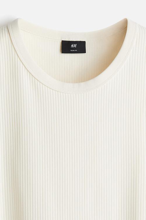Slim fit ribbed vest top - cream