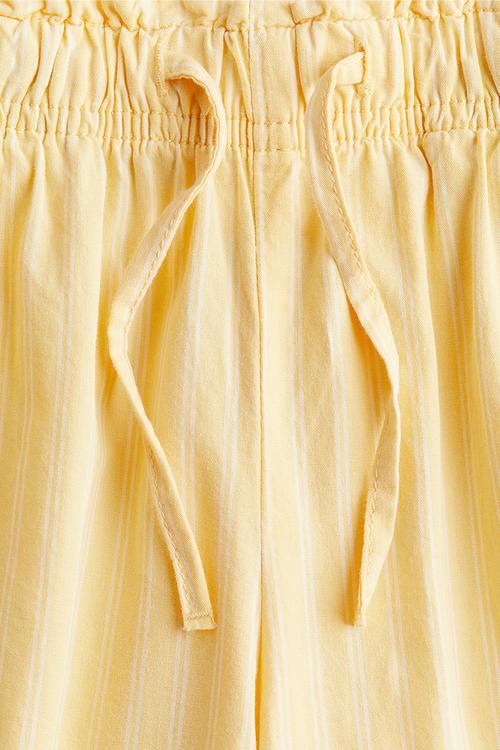 Wide cotton trousers -  yellow/striped