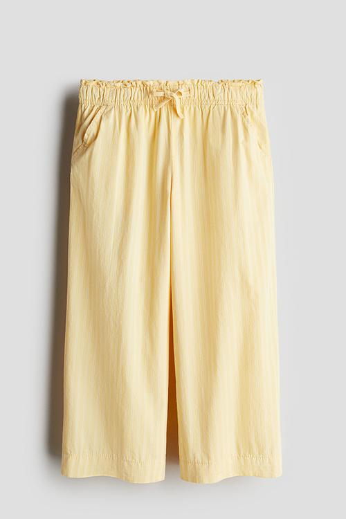 Wide cotton trousers -  yellow/striped