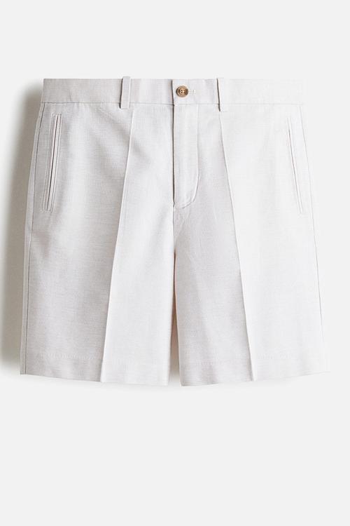 Regular fit lyocell-blend chino shorts - white