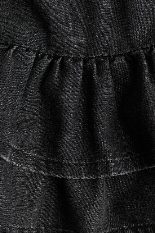 Tiered denim skirt - black