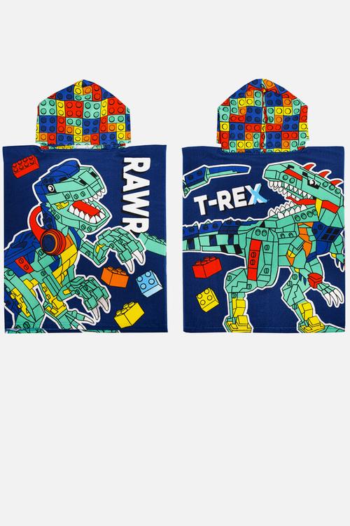 Dino Blocks  Hooded Towel - multi