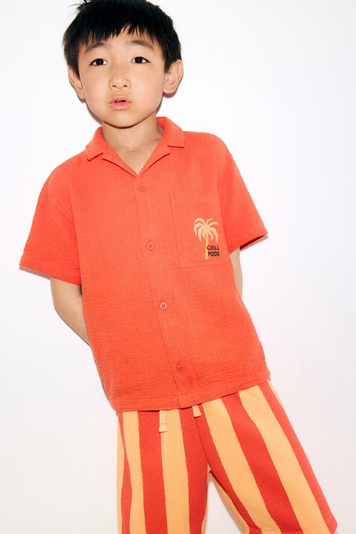 Cotton muslin resort shirt - orange/chill mode 