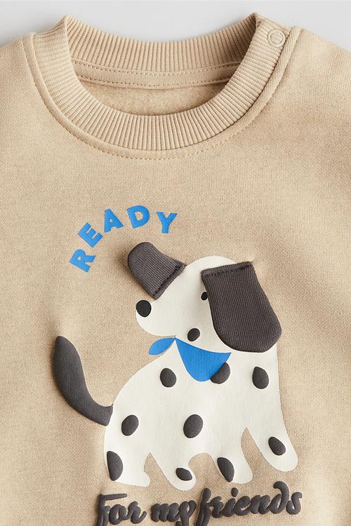Motif-detail sweatshirt - beige/dog 