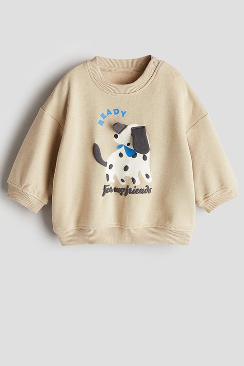 Motif-detail sweatshirt - beige/dog 
