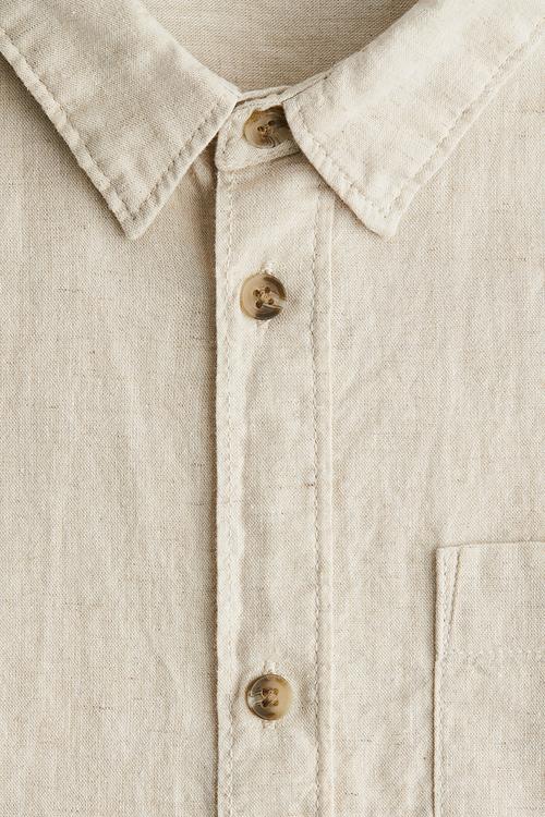 Linen-blend shirt -  light beige 