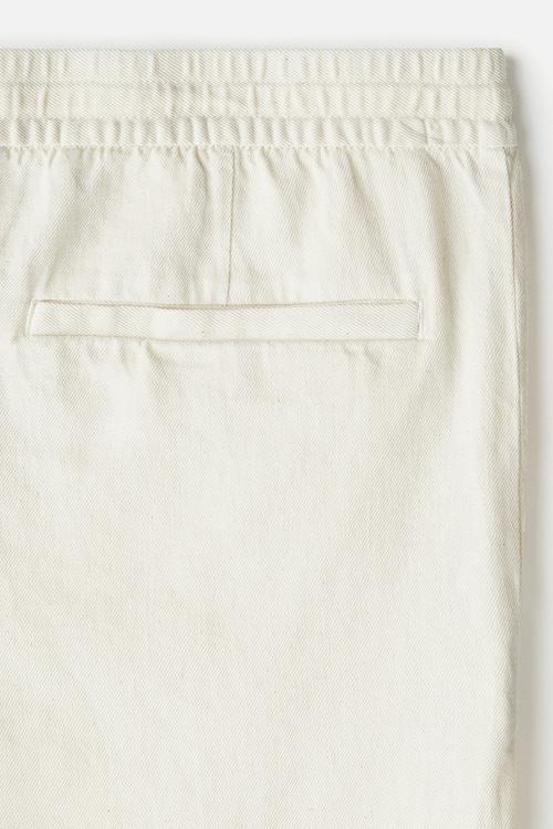 Relaxed fit linen-blend shorts - cream 