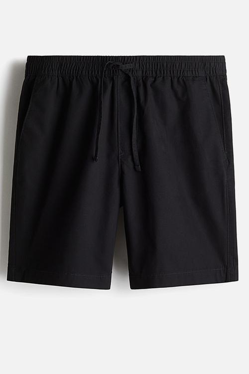 Regular fit canvas shorts - black