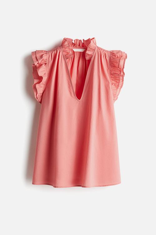 Frill-trimmed blouse - pink