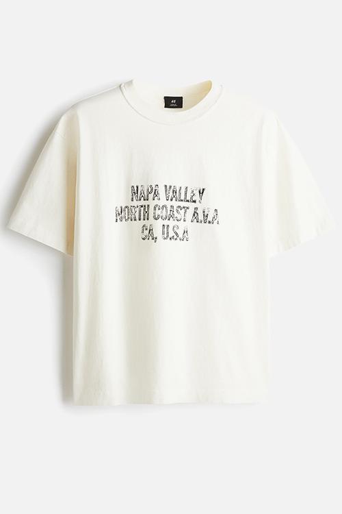 Loose fit printed T-shirt - cream napa valley