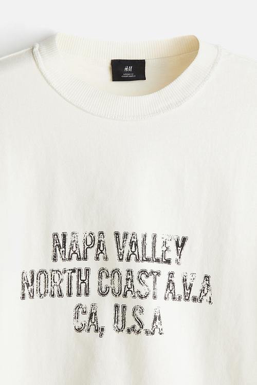 Loose fit printed T-shirt - cream napa valley