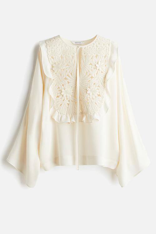 Embroidered blouse - cream