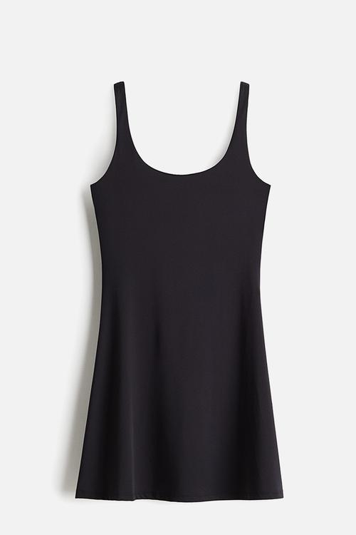 Sleeveless microfibre dress - black