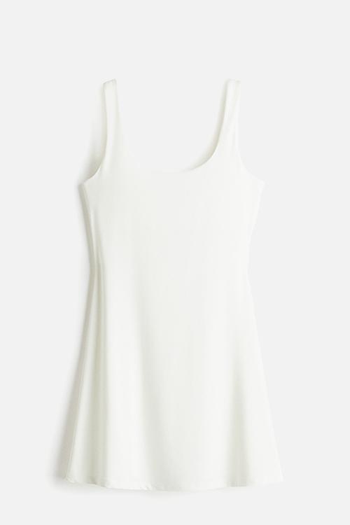 Sleeveless microfibre dress - white