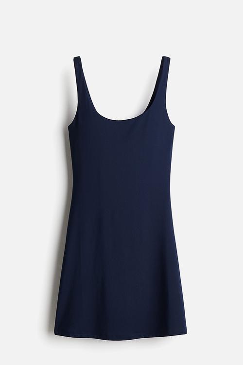 Sleeveless microfibre dress - navy blue