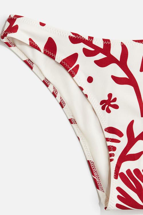 Cheeky bikini bottoms - white & dark red patterned