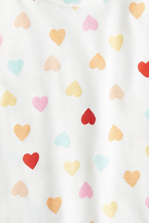 Printed jersey top - white/hearts 