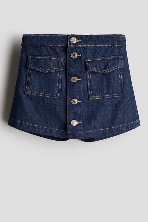 Cotton denim skort - dark denim blue