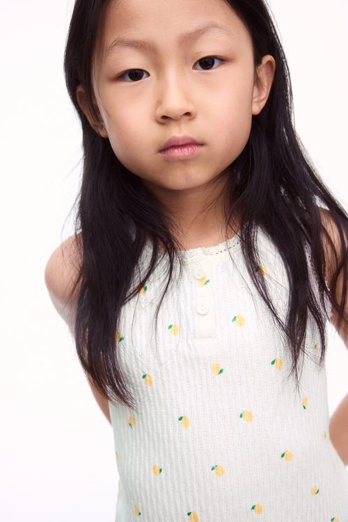 Pointelle cotton vest top - white lemons