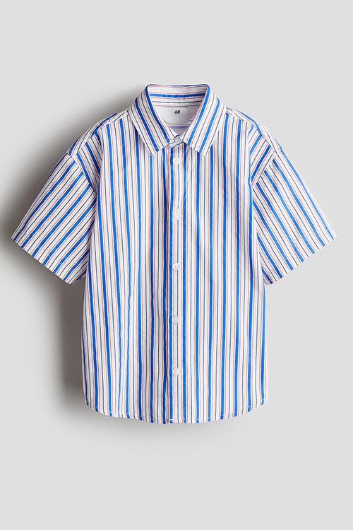Cotton poplin shirt - white/striped 