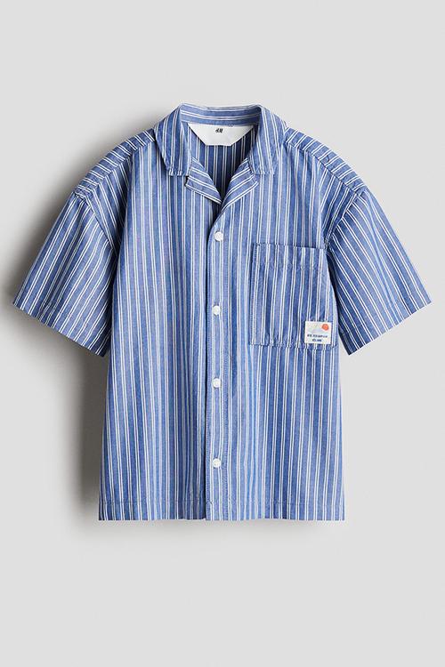 Poplin resort shirt - blue/striped