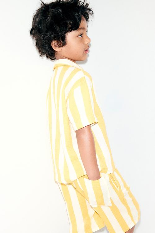 Muslin shorts - yellow/striped
