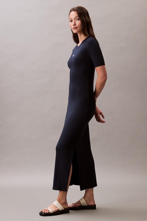 A - modal rib ss dress - dark sapphire