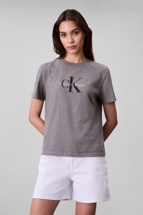 Hero ss classic monologo cneck tee - med grey heather