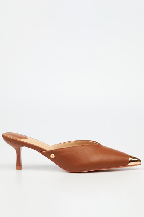 Volley 2 gold tip mule heel - tan