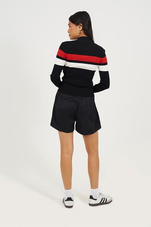 Ladies Shorts With Smocked Waistband - Black