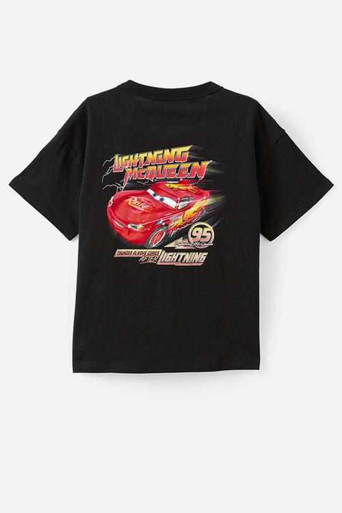 Licensed drop shoulder short sleeve tee - lcn dis black/lmq thunder always comes