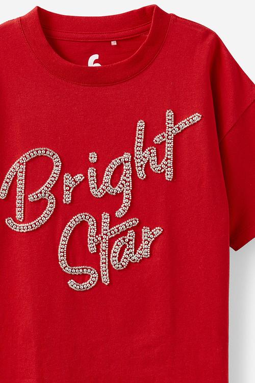 Livvy lux short sleeve tee - varsity red/bright star