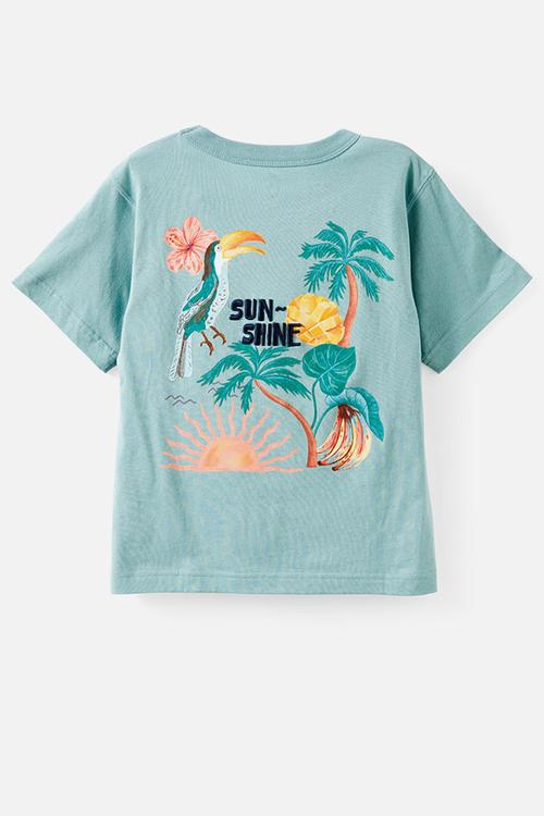 Jonny short sleeve graphic print tee - rusty aqua/sunshine