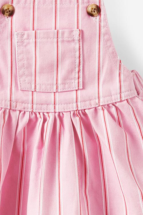 Peggy denim pinafore - blush pink/stripe