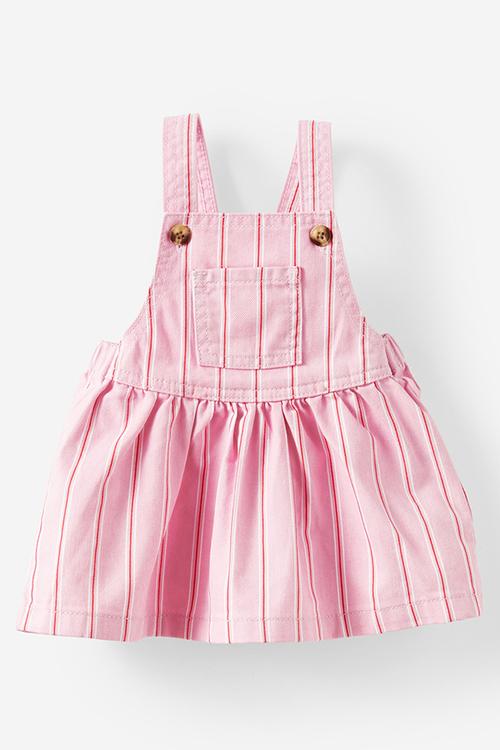 Peggy denim pinafore - blush pink/stripe