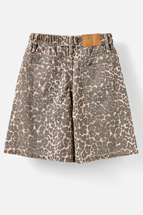Super baggy denim jort - summer leopard