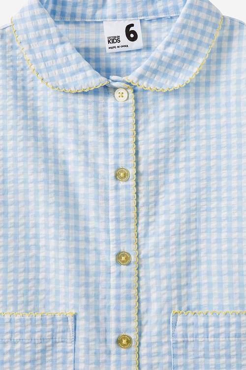 Betty short sleeve pyjama set - dawn blue/gingham