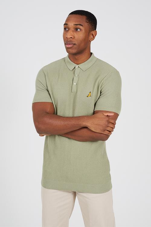 Knitted Polo Shirt - Dark Sage