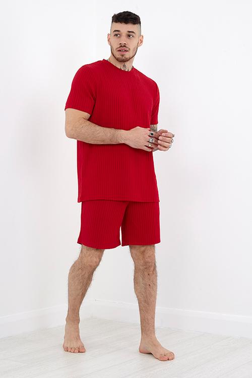 Ribbed Loungewear Set  - Red
