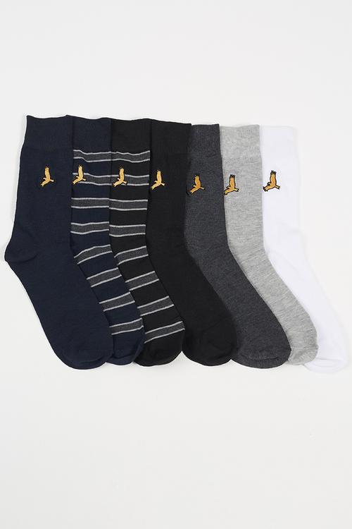 10 Pack Socks With Embroidery Details - Multi