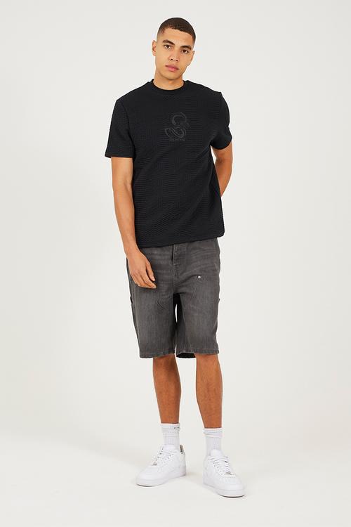 Oversized Fit Crew Neck T-Shirt - Jet Black