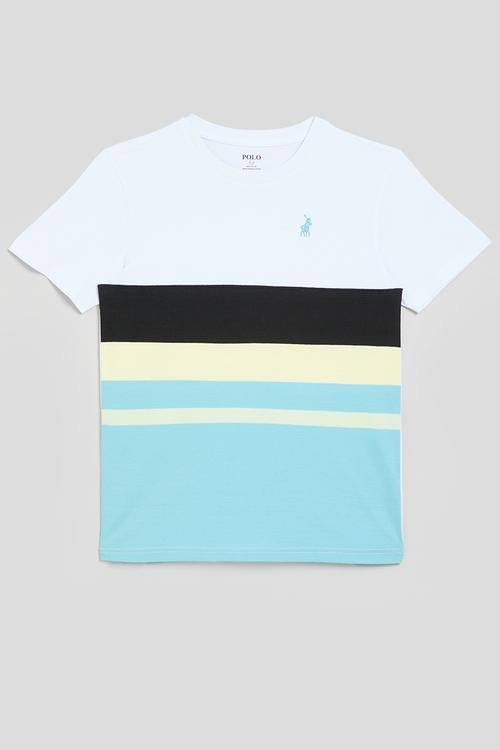 Boys blake striped ss tee - white