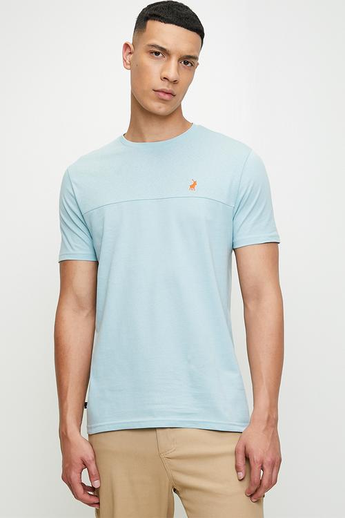 Bas  linen blend ss t-shirt - light blue