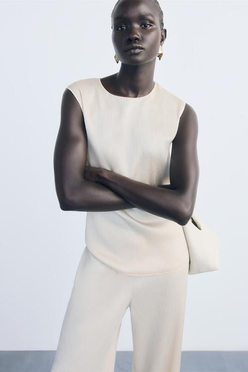 Top plis - light beige