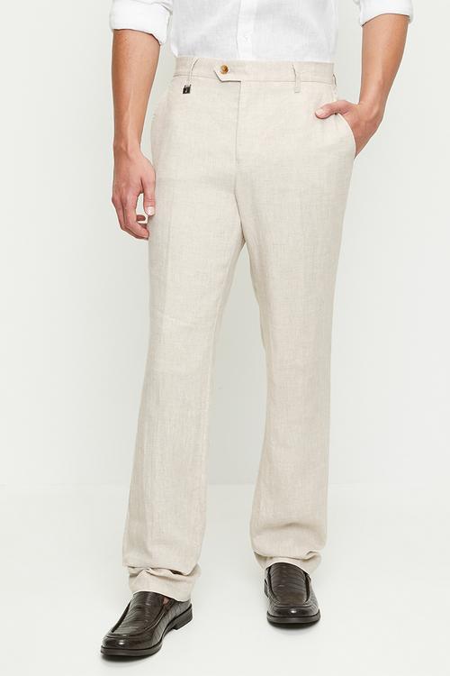 Wayne custom fit linen trouser - stone